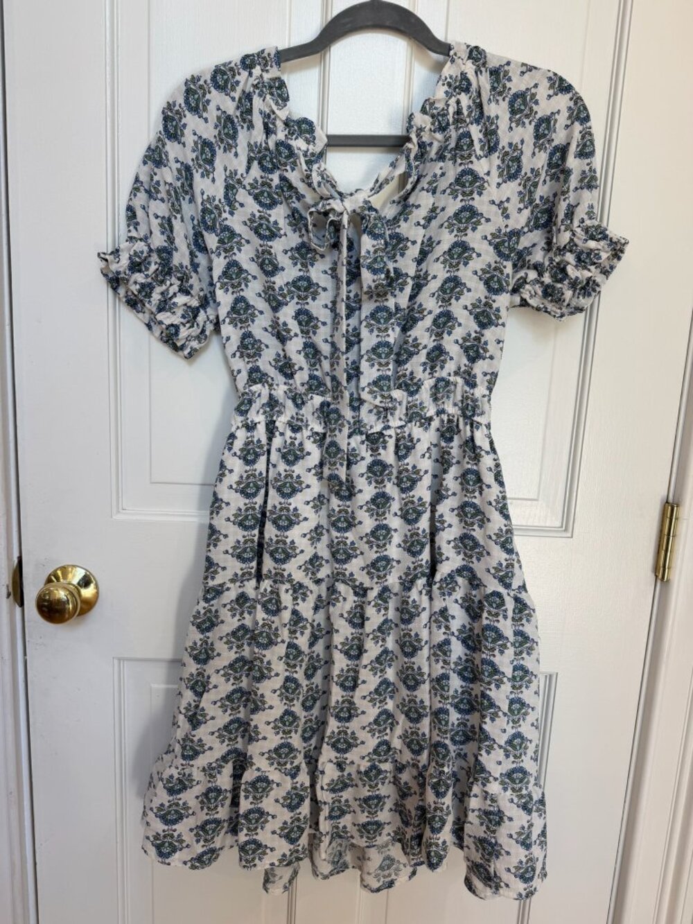 Blue/Green Block-Print Mini dress, Size M